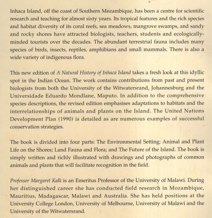 A Natural History of Inhaca Island Mozambique - Kalk, Margaret