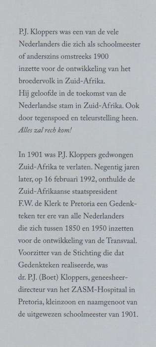 Van Amsterdam Naar Krugerdorp en Weer Terug: P. J. Kloppers (1848-19 - Schutte, G. J.