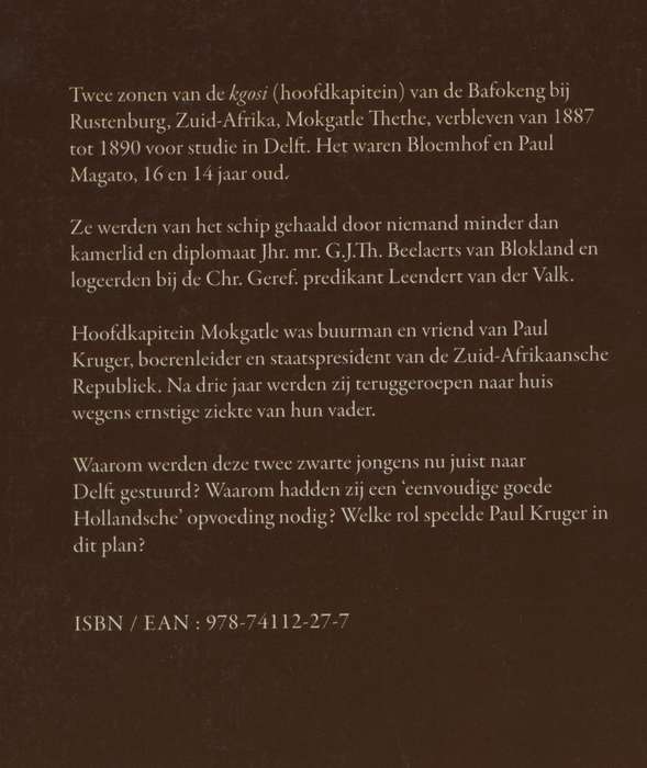 De zonen van Magato (Mokgatle Thethe, kgosi der Bafokeng) in Delft.  - Schutte, G. J.