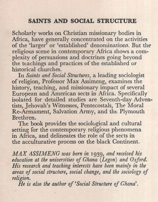 Saint and Social Structures - Assimeng, Max