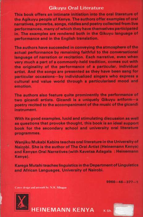 Gikuyu Oral Literature - Kariba, W. M.; Mutahi, K.