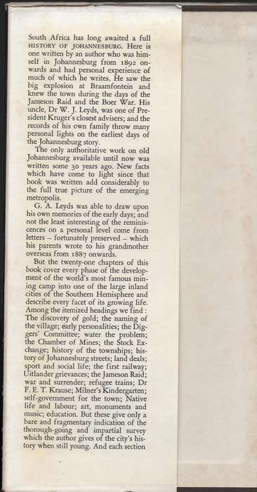 A History of Johannesburg - Leyds, G. A.