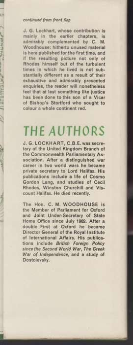 Rhodes - Lockhart, J. G.; Woodhouse,