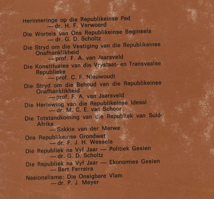 Die Republiek van Suid-Afrika: Agtergrond, Ontstaan en Toekoms - Van Jaarsveld, F. A. (ed); S