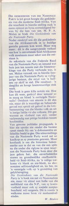 Die Nasionale Party van Suid-Afrika: Sy Stryd en Sy Prestasies, 1914 - Malan, M. P. A.