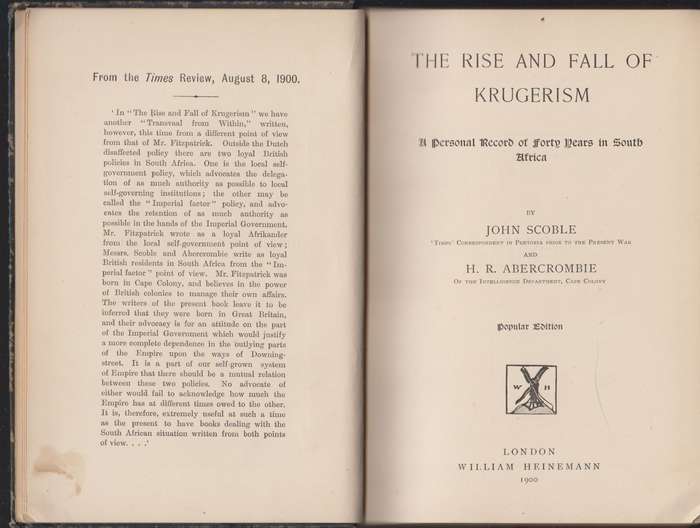 The Rise and Fall of Krugerism. A Personal Record of Forty Years in  - Scroble, John; Abercrombie H