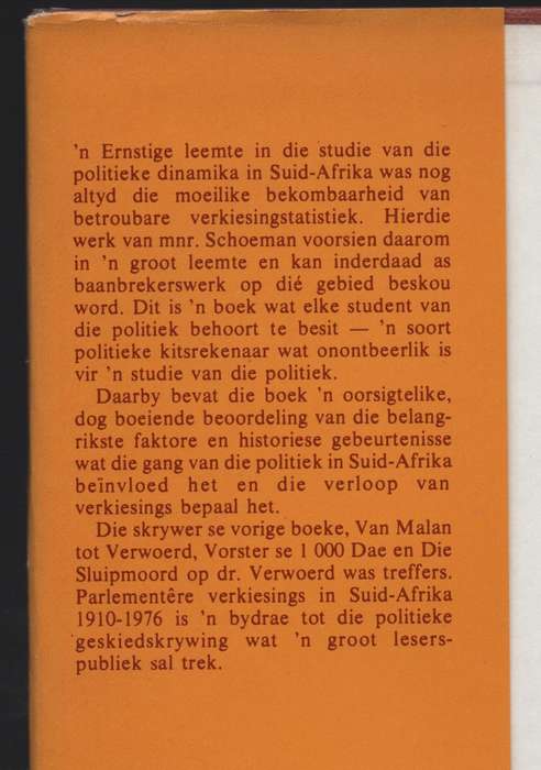 ParlementÃª Verkiesings in Suid-Afrika, 1910-1976 - Schoeman, B. M.