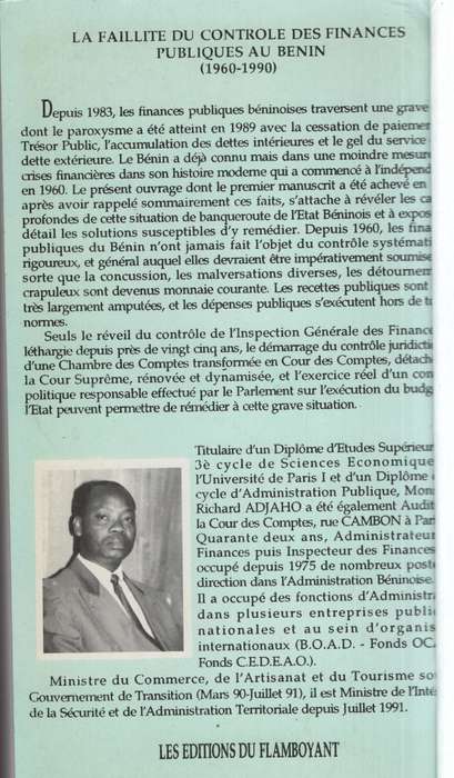 La faillite du controle des Finances Publiques au Benin, 1960-1990 - Adjaho, Richard
