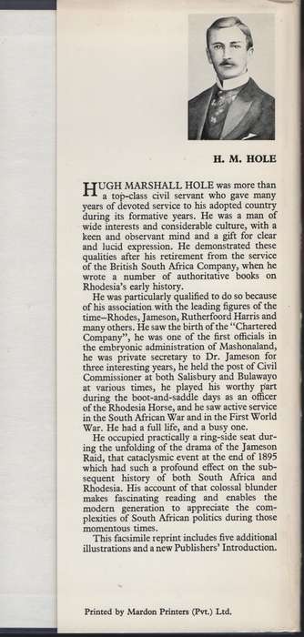 The Jameson Raid - Hole, Hugh Marshall