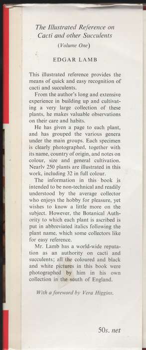 The Illustrated Reference on Cacti & Other Succulents. Volume One - Lamb, Edgar