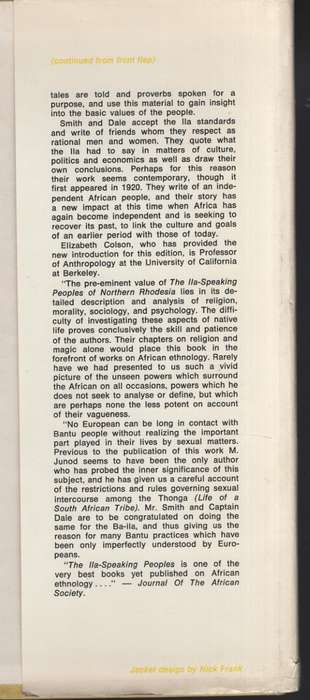 The Ila-Speaking Peoples of Northern Rhodesia. Volume 1 only - Smith, Edwin W.; Dale, Amdre