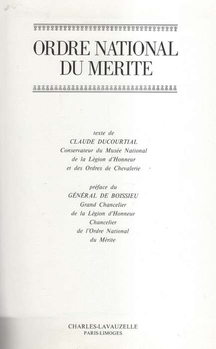 Ordre National du Merite - Ducourtial, Claude