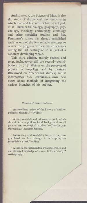 A Hundred Years of Anthropology - Penniman, T. K.