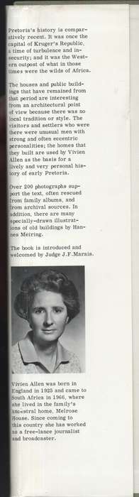 Kruger's Pretoria. Buildings and Personalities of the City in the Ni - Allen, Vivien; Meiring, Hann