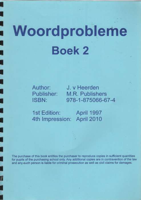 Woord probleme : Fotokopieerbare boek 2 - MRPUBLISHERS