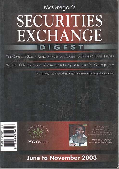 MCGREGORS SECURITIES EXCHANGE 2003 SECONDHAND - MCGREGOR