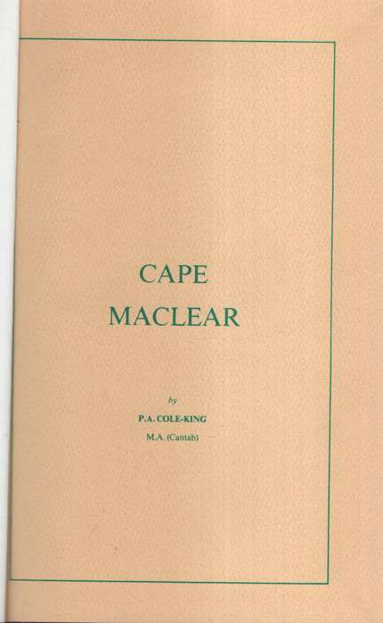 CAPE MACLEAR MALAWI - COLEKING,PA