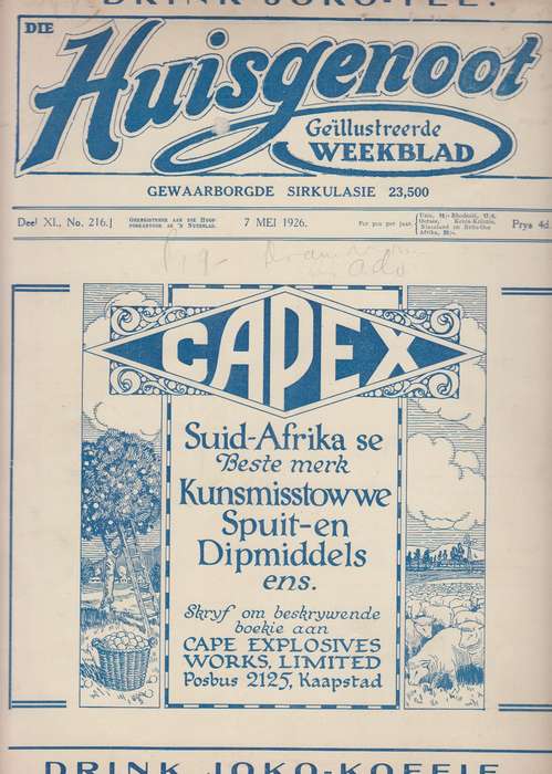 Die huisgenoot Deel XI No 216 07 Mei 1926 SECONDHAND - Huisgenoot