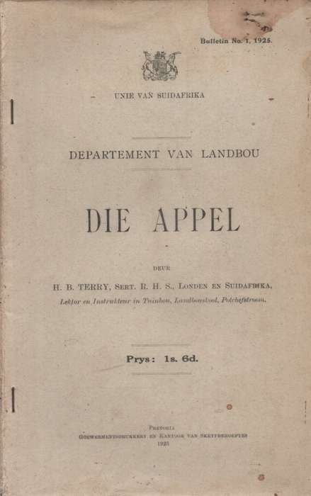 Die Appel. Bulletin No 1, 1925. Tweedehands SECONDHAND - HB Terry