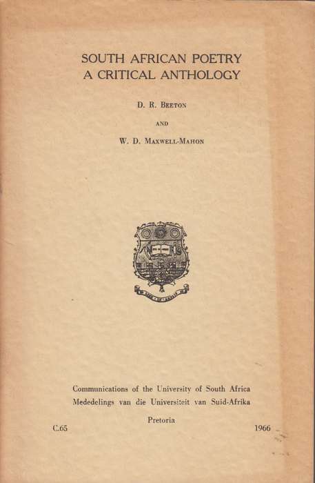 South African poetry a critical anthology SECONDHAND - Dr Beeton and W.D.Maxwell-Ma