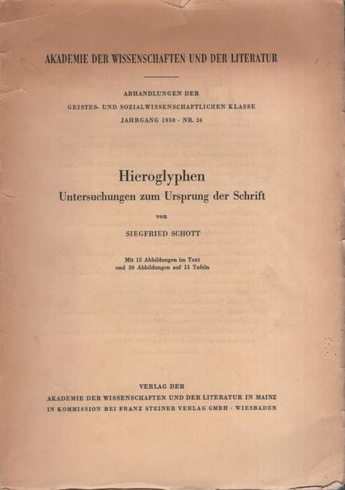 HIEROGLYPHEN UNTERSUCHUNGEN SCHRIFT 2H SECONDHAND - SCHOTT,S