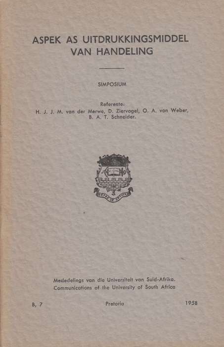 Aspek as uitdrukkingsmidel van handeling SECONDHAND - H.J.J.M Van der  merwe