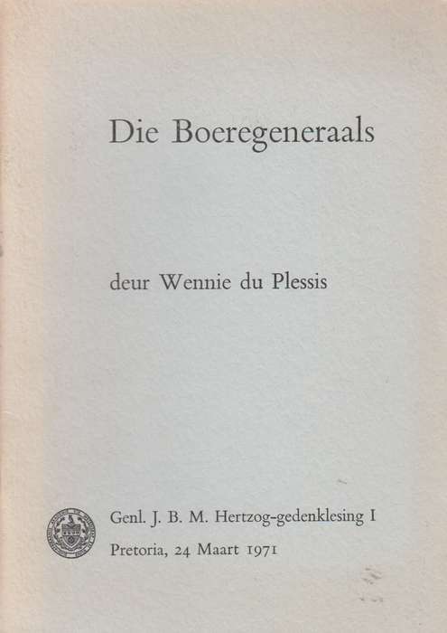 DIE BOEREGENERAALS SECONDHAND - DUPLESSIS,W