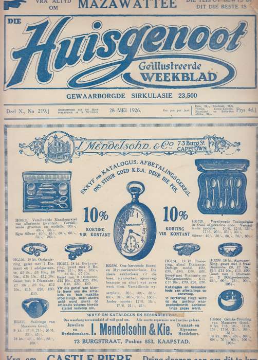 Die huisgenoot 28 Mei 1926 SECONDHAND - Huisgenoot