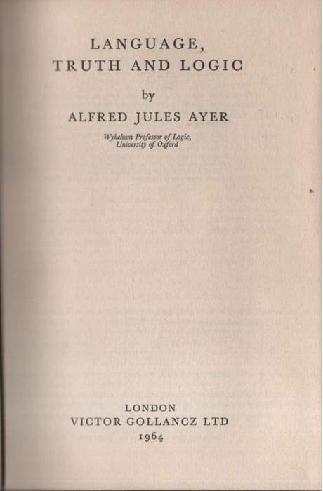 Language, Truth and Logic. Second-hand SECONDHAND - Alfred Jules Ayer