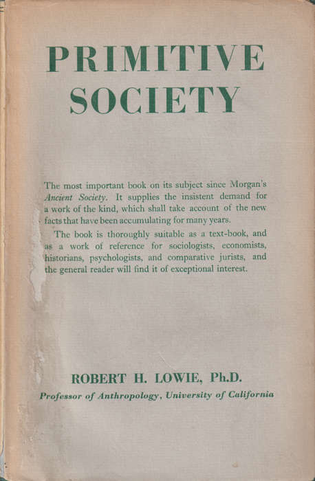 Primitive Society SECONDHAND - Robert H. Lowie