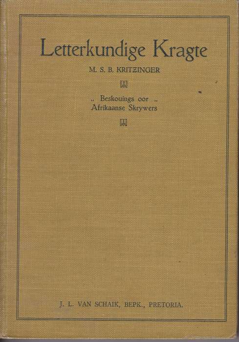 LETTERKUNDIGE KRAGTE SECONDHAND - KRITZINGER