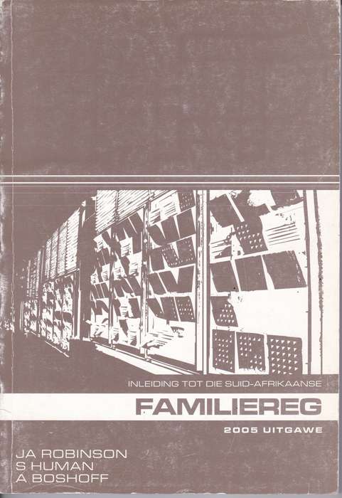 INLEIDING TOT DIE SA FAMILIEREG SECONDHAND - ROBINSON,R - BFN9789000044306.TU