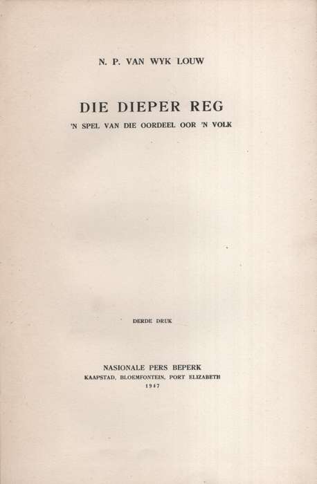 Dieper Reg - Louw, N. P. van Wyk