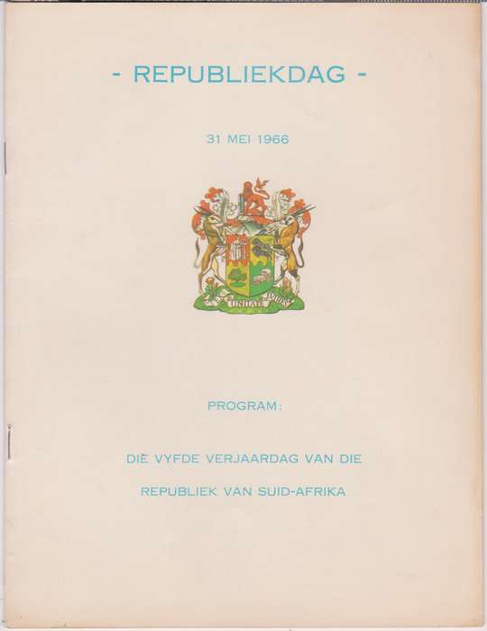 REPUBLIEKDAG 31 MEI 1966 PROGRAM - PROGRAMME