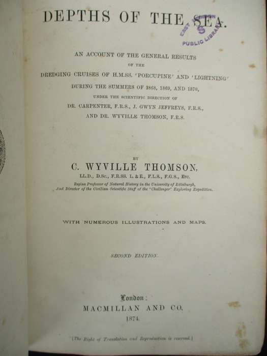 The Depths of the Sea. An Account of the General Results of the Dred - Thomson, C. Wyville