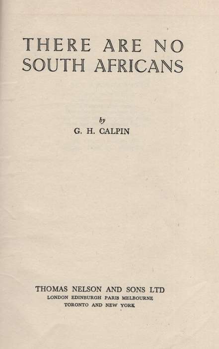 There are No South Africans - Calpin, G. H. - HTFX23509