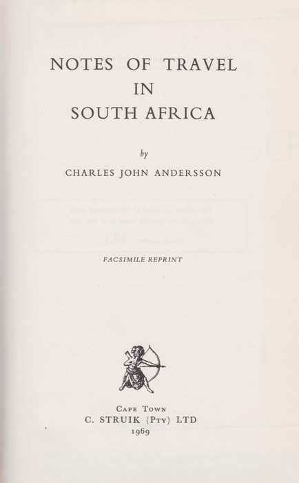 Notes of Travel in South Africa - Andersson, Charles John