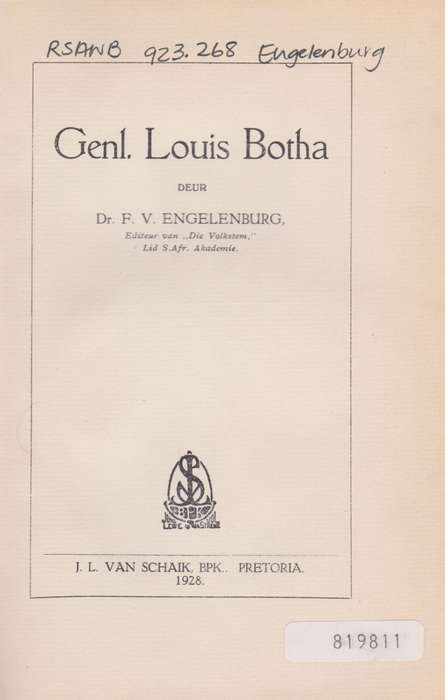 Genl. Louis Botha - Engelenburg, F. V.