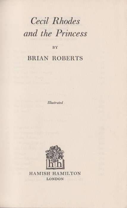 Cecil Rhodes and the Princess - Roberts, Brian - HTFX40882