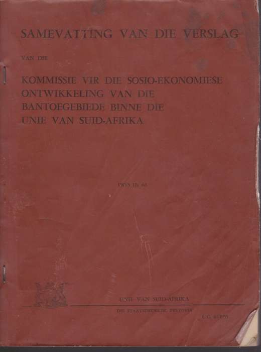 Kommissie vir die Sosio-Ekonomiese Ontwikkeling van die Bantoegebied - Tomlinson, F.