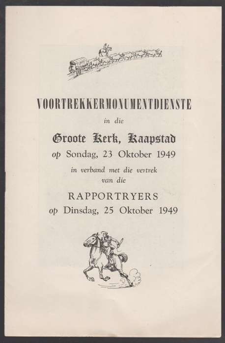 Voortrekkermonumentdienste in die Groote Kerk, Kaapstad op Sondag, 2 - Anon