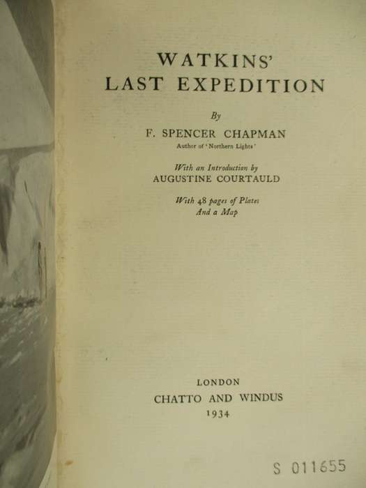 Watkins' Last Expedition - Chapman, F. Spencer