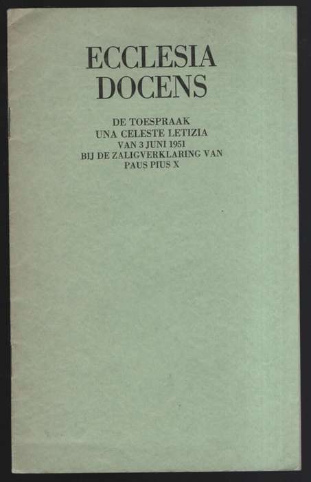Ecclesia Docens. De Toespraak una Celeste Letizia van 3 Juni 1951 bi - Paus Pius XII