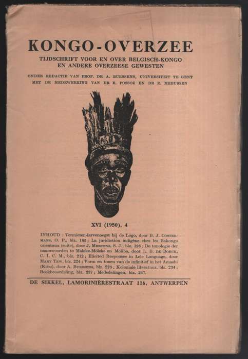 Kongo-Overzee. Tijdschrift voor en over Belgisch-Kongo en andere ove - Burssens, A. (editior)