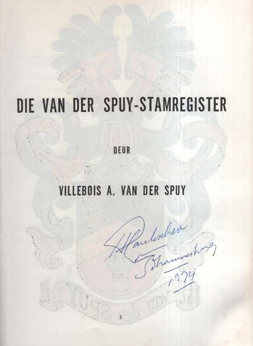 Die van der Spuy-Stamregister - Van der Spuy, Villebois A.