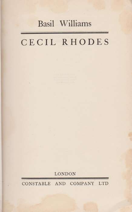 Cecil Rhodes - Williams, Basil