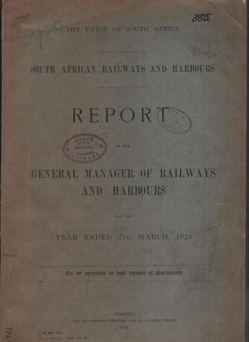 Report of the General Manager of Railways and Harbours for the Year  - Various - HTFX62839