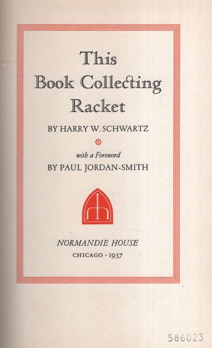 BOOK COLLECTING RACKET - SCHWARTZ,HW