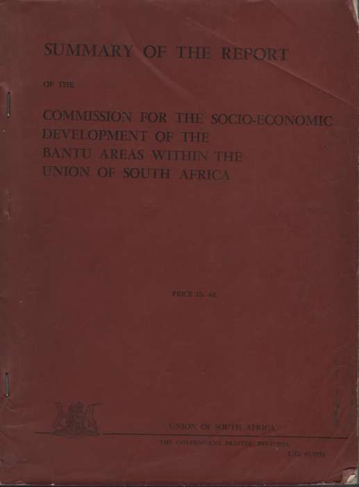 Summery of the Report of the Commission for the Socio-Economic Devel - Tomlinson, et al