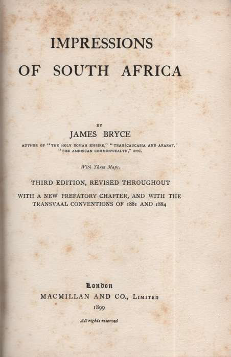 Impressions of South Africa - Bryce, James